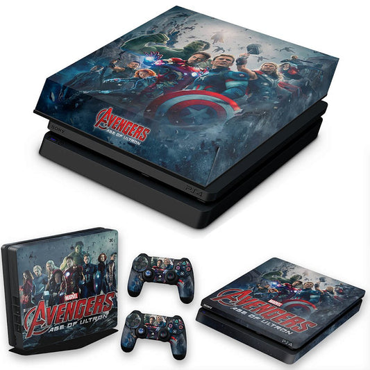 KIT Capa Anti Poeira e Skin Anti-Rage PS4 Slim - Avengers - Age Of Ultron