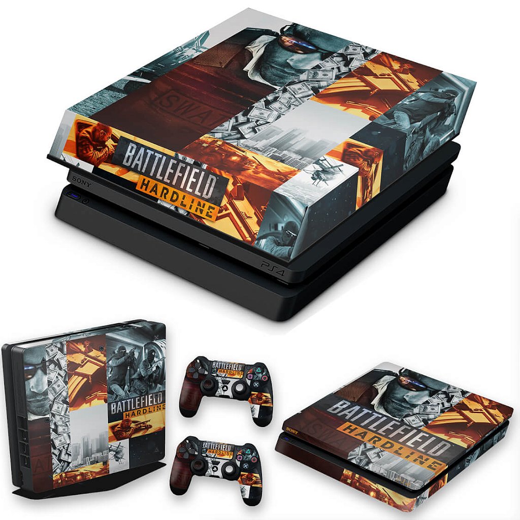 KIT Capa Anti Poeira e Skin Anti-Rage PS4 Slim - Battlefield Hardline