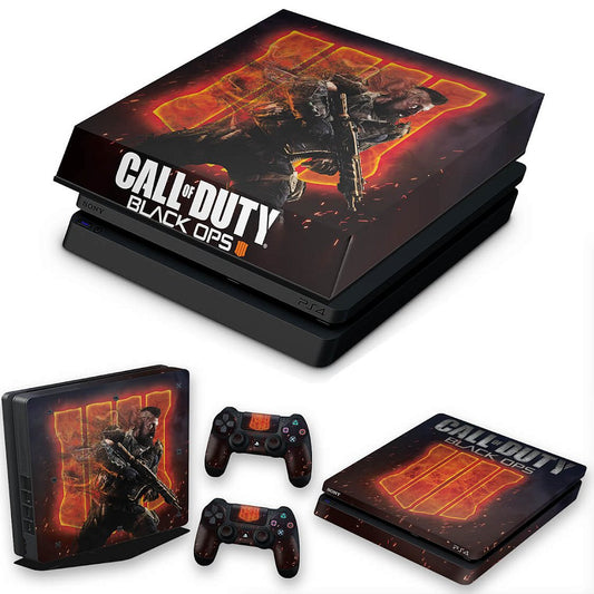 KIT PS4 Slim Skin Anti-Rage e Capa Anti Poeira - Call Of Duty Black Ops 4