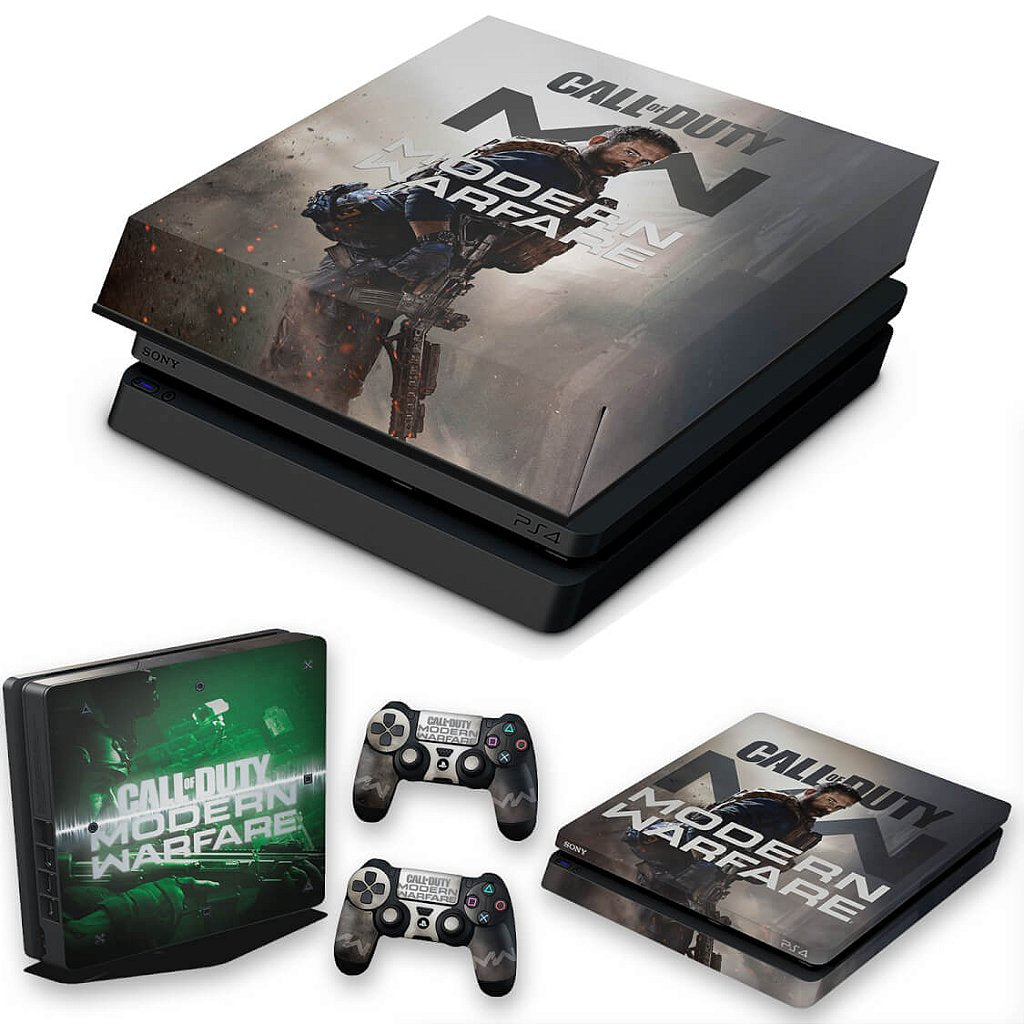 KIT PS4 Slim Skin Anti-Rage e Capa Anti Poeira - Call Of Duty Modern Warfare