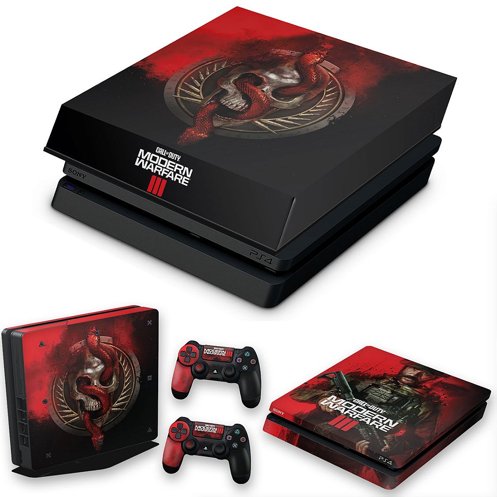 KIT PS4 Slim Skin Anti-Rage e Capa Anti Poeira - Call Of Duty Modern Warfare III