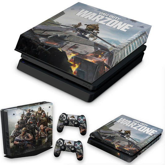 KIT PS4 Slim Skin Anti-Rage e Capa Anti Poeira - Call of Duty Warzone