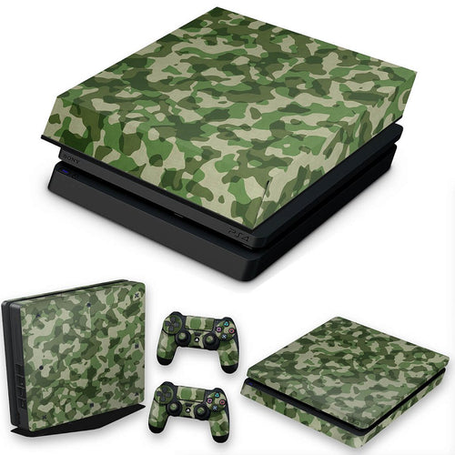 KIT Capa Anti Poeira e Skin Anti-Rage PS4 Slim - Camuflagem Exercito