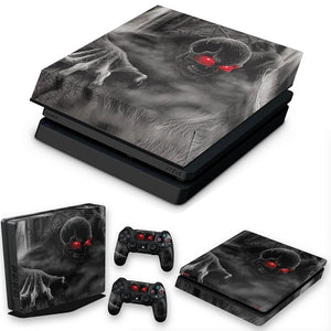 KIT Capa Anti Poeira e Skin Anti-Rage PS4 Slim - Caveira Skull