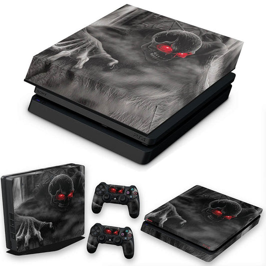 KIT PS4 Slim Skin Anti-Rage e Capa Anti Poeira - Caveira Skull