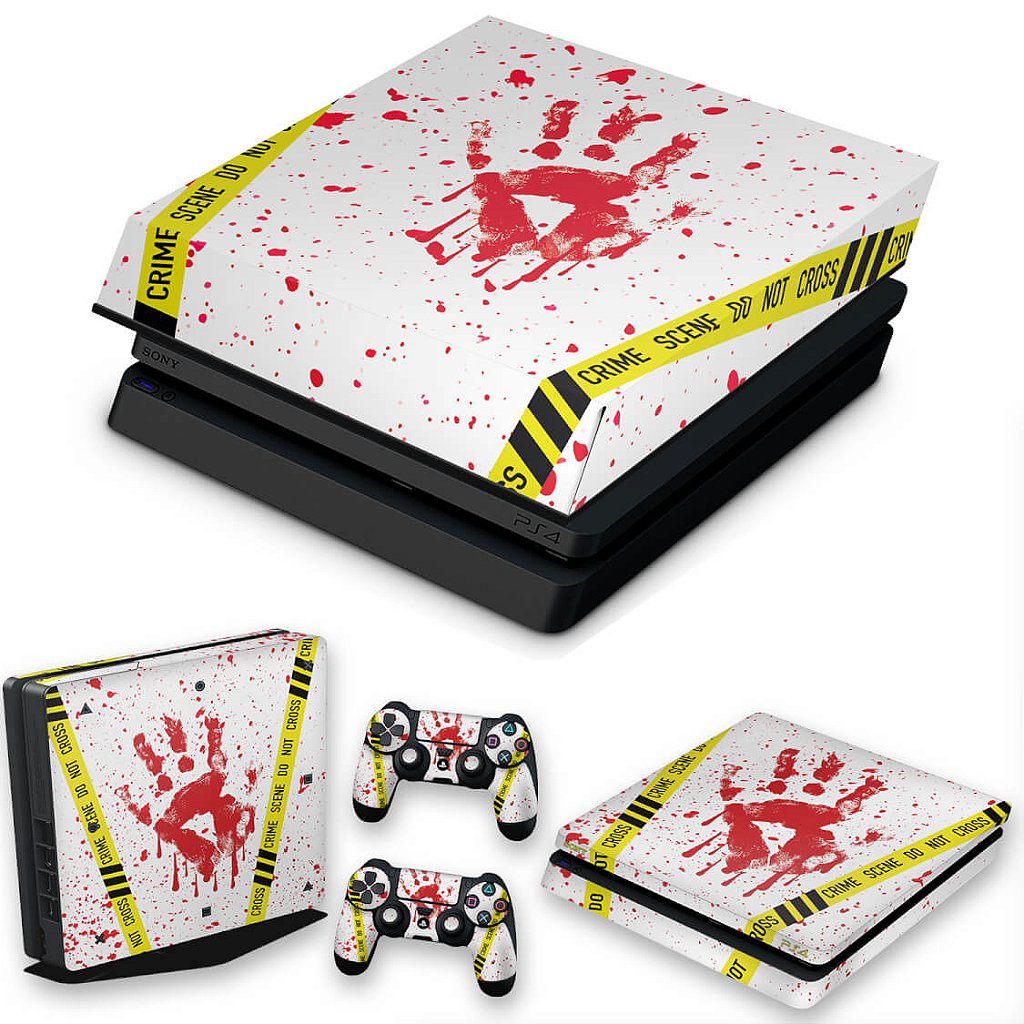 KIT Capa Anti Poeira e Skin Anti-Rage PS4 Slim - Cena De Crime Scene