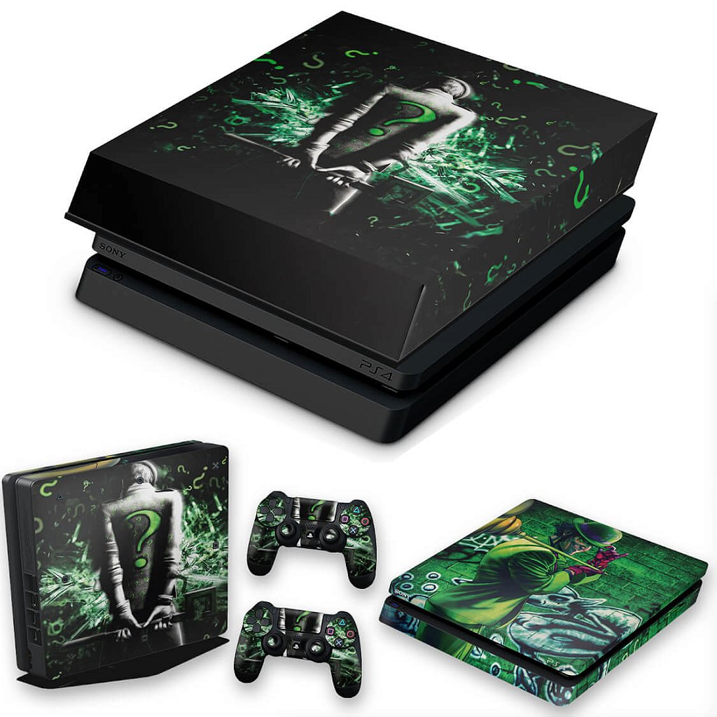 KIT Capa Anti Poeira e Skin Anti-Rage PS4 Slim - Charada Batman