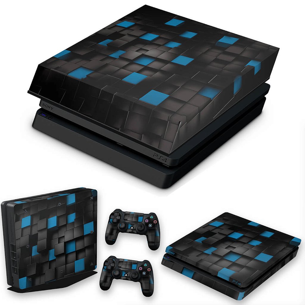 KIT Capa Anti Poeira e Skin Anti-Rage PS4 Slim - Cubos