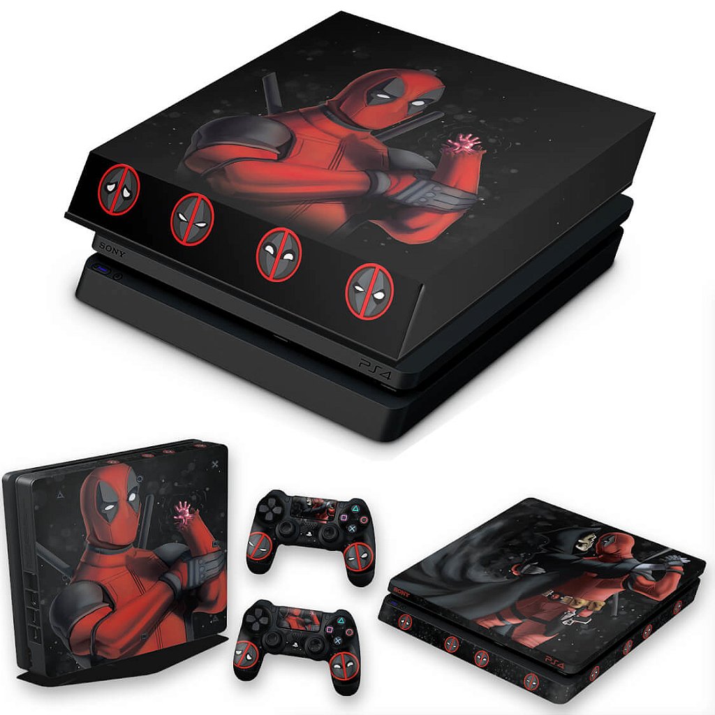 KIT Capa Anti Poeira e Skin Anti-Rage PS4 Slim - Deadpool 2