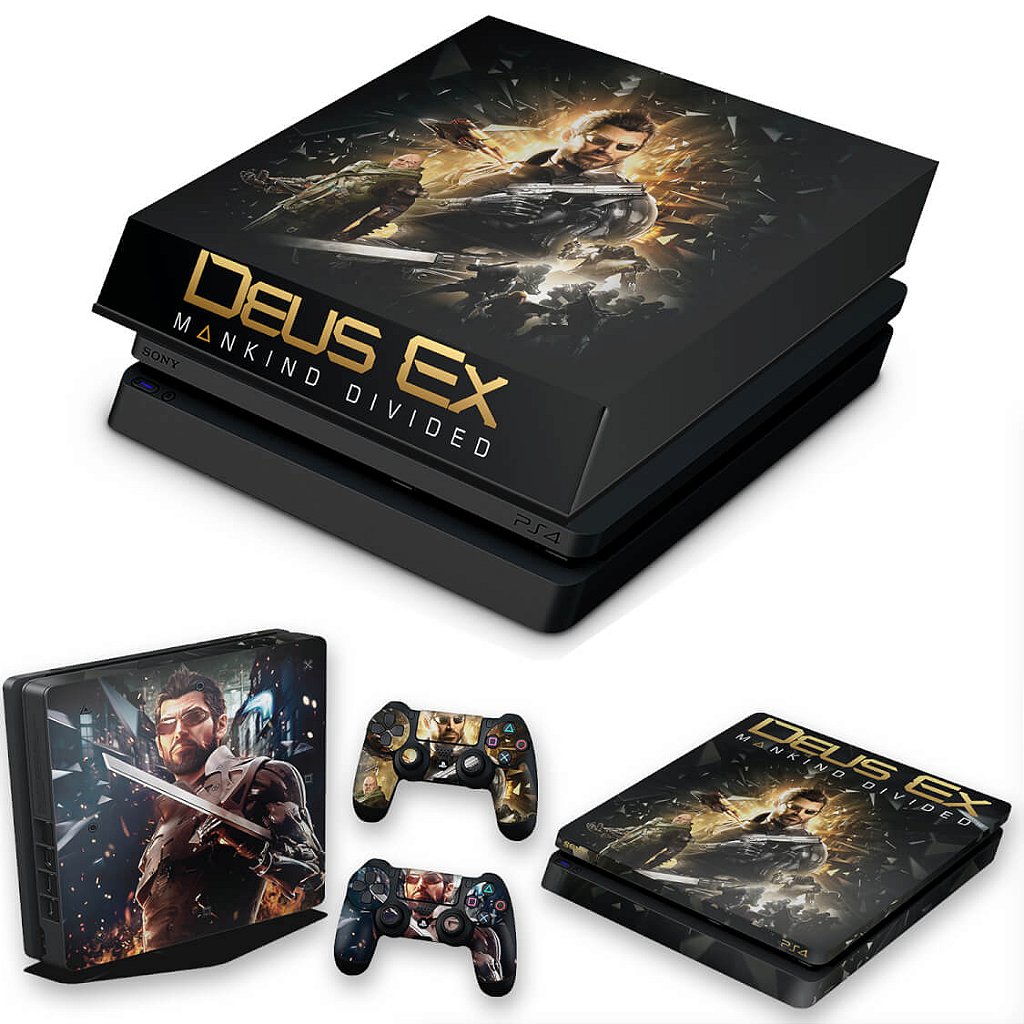 KIT Capa Anti Poeira e Skin Anti-Rage PS4 Slim - Deus Ex: Mankind Divided