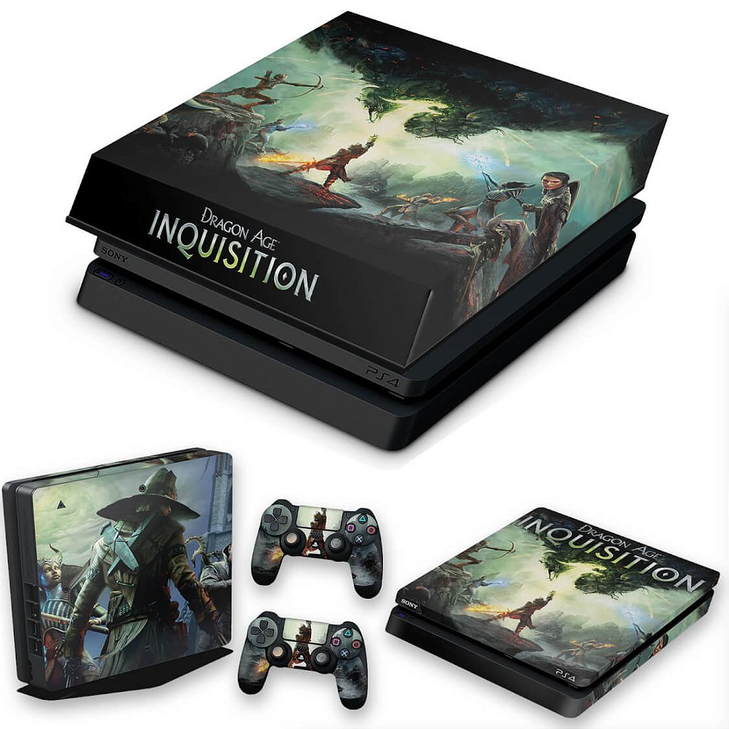 KIT Capa Anti Poeira e Skin Anti-Rage PS4 Slim - Dragon Age Inquisition