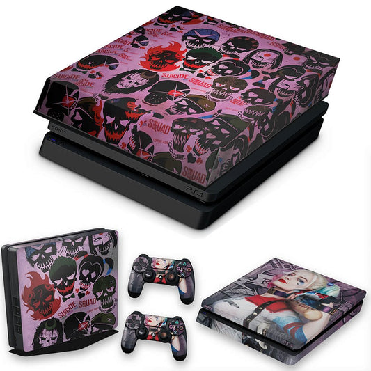KIT Capa Anti Poeira e Skin Anti-Rage PS4 Slim - Esquadrão Suicida #C