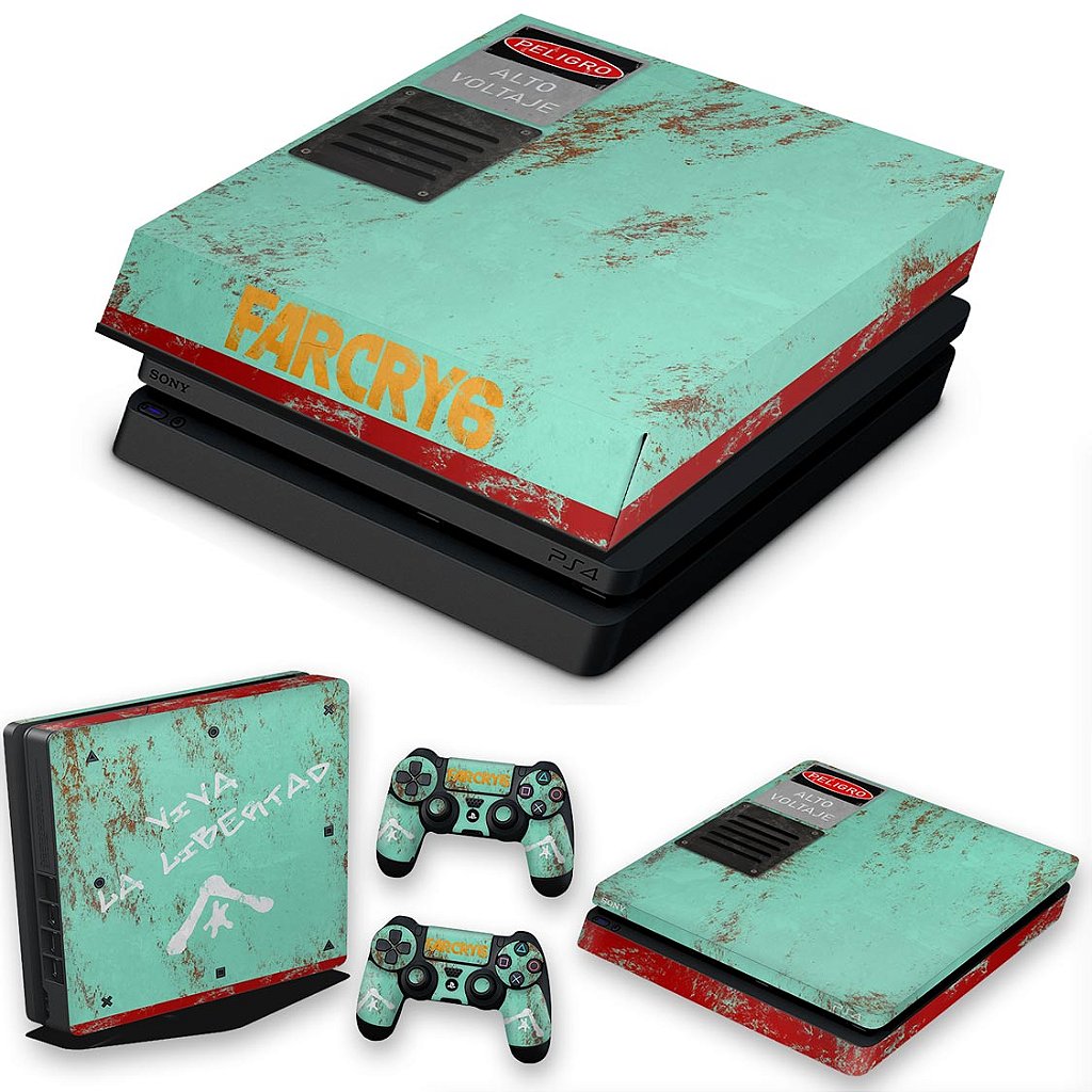 KIT PS4 Slim Skin Anti-Rage e Capa Anti Poeira - Far Cry 6
