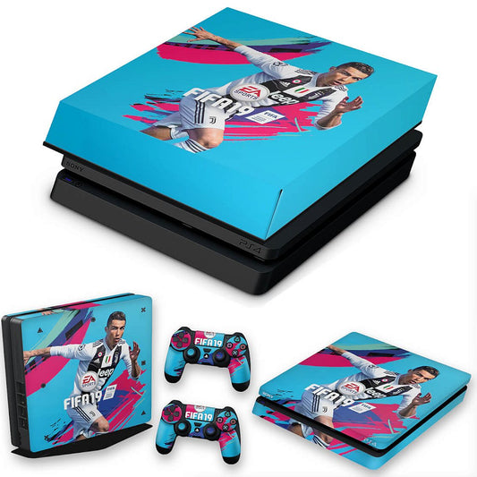 KIT PS4 Slim Skin Anti-Rage e Capa Anti Poeira - Fifa 19