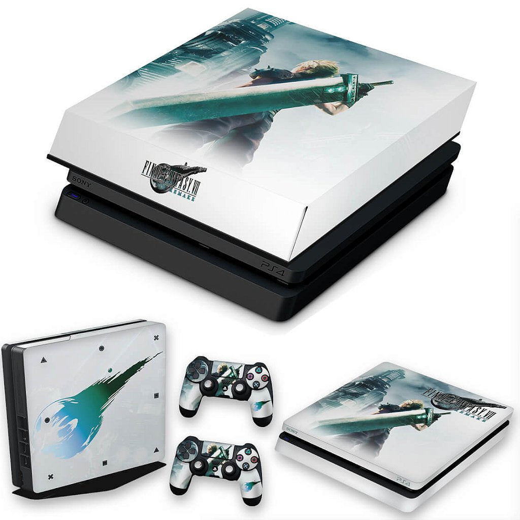 KIT PS4 Slim Skin Anti-Rage e Capa Anti Poeira - Final Fantasy 7 Remake