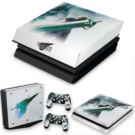 KIT PS4 Slim Skin Anti-Rage e Capa Anti Poeira - Final Fantasy 7 Remake