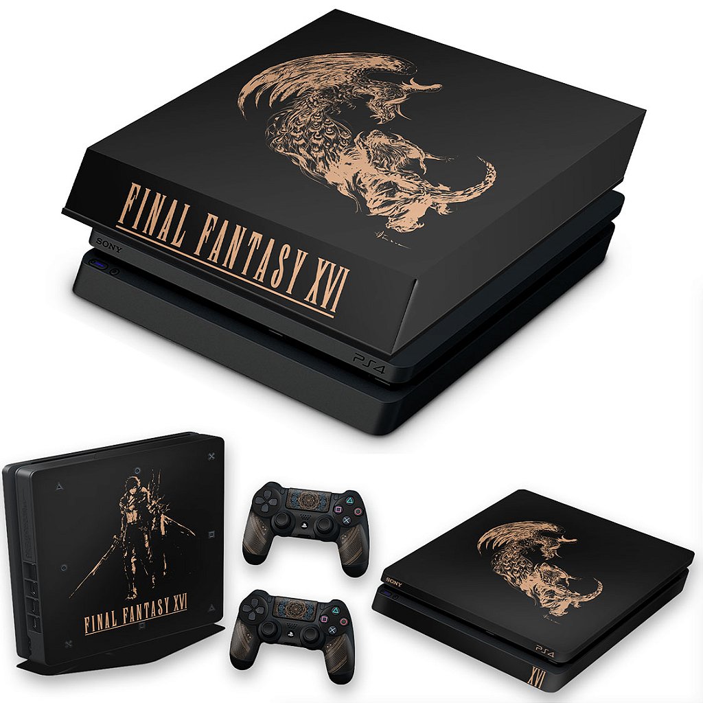 KIT PS4 Slim Skin Anti-Rage e Capa Anti Poeira - Final Fantasy XVI Edition