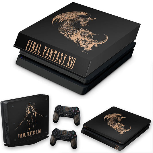 KIT PS4 Slim Skin Anti-Rage e Capa Anti Poeira - Final Fantasy XVI Edition