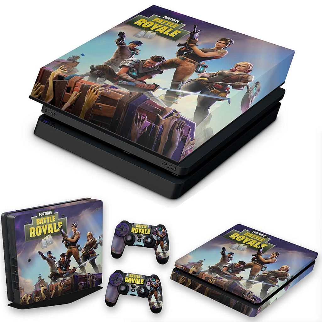 KIT Capa Anti Poeira e Skin Anti-Rage PS4 Slim - Fortnite Battle Royale