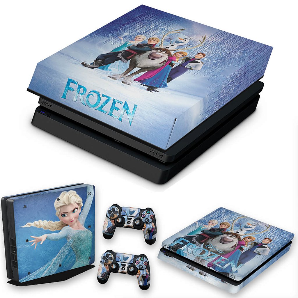 KIT Capa Anti Poeira e Skin Anti-Rage PS4 Slim - Frozen