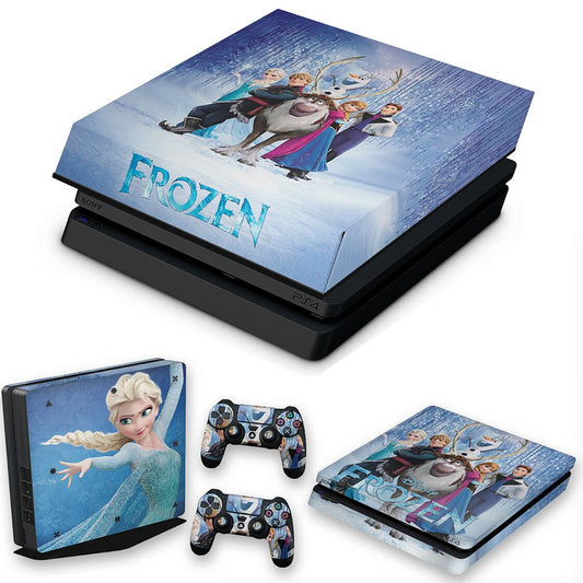 KIT Capa Anti Poeira e Skin Anti-Rage PS4 Slim - Frozen