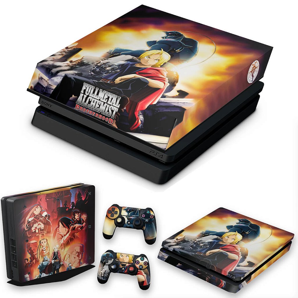 KIT Capa Anti Poeira e Skin Anti-Rage PS4 Slim - Fullmetal Alchemist: Brotherhood