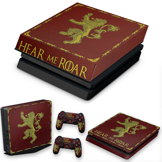KIT PS4 Slim Skin Anti-Rage e Capa Anti Poeira - Game Of Thrones Lannister