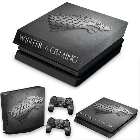 KIT PS4 Slim Skin Anti-Rage e Capa Anti Poeira - Game Of Thrones Stark