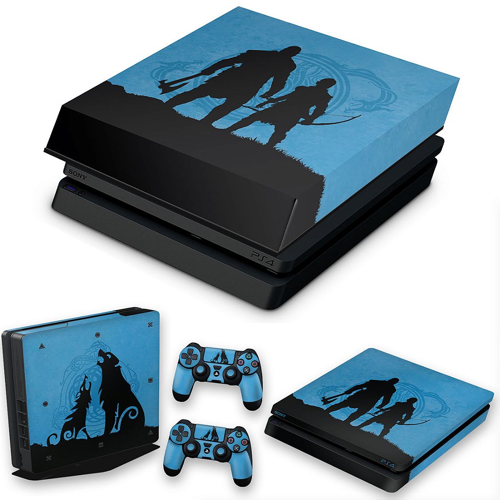 KIT Capa Anti Poeira e Skin Anti-Rage PS4 Slim - God of War Ragnarok Edition