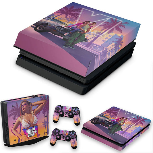 KIT PS4 Slim Skin Anti-Rage e Capa Anti Poeira - GTA 6 VI
