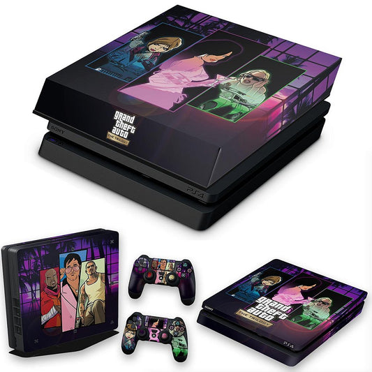 KIT PS4 Slim Skin Anti-Rage e Capa Anti Poeira - GTA The Trilogy