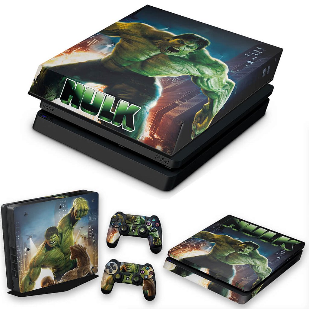 KIT Capa Anti Poeira e Skin Anti-Rage PS4 Slim - Hulk