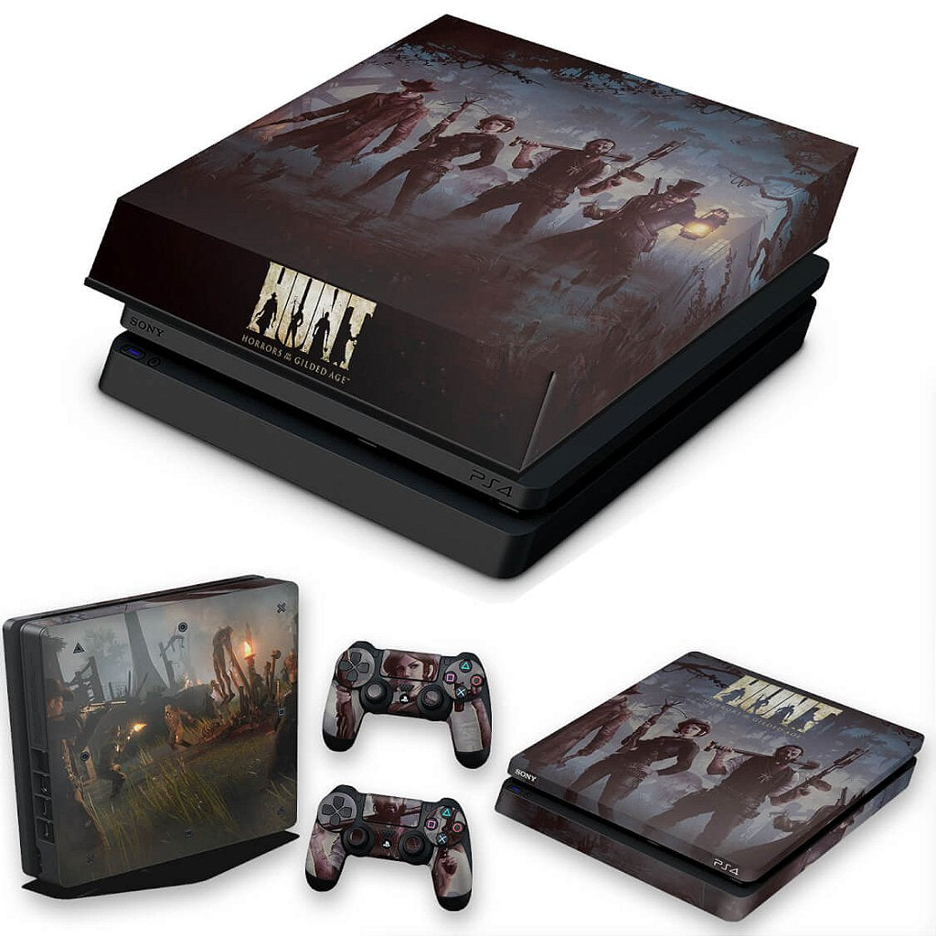KIT Capa Anti Poeira e Skin Anti-Rage PS4 Slim - Hunt: Horrors Of The Gilded Age