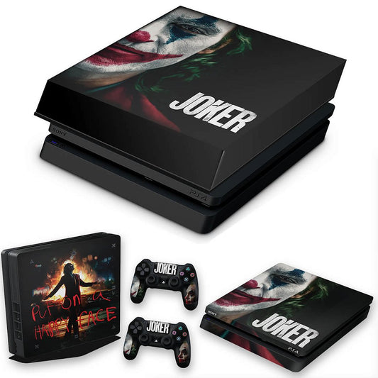 KIT PS4 Slim Skin Anti-Rage e Capa Anti Poeira - Joker Coringa Filme