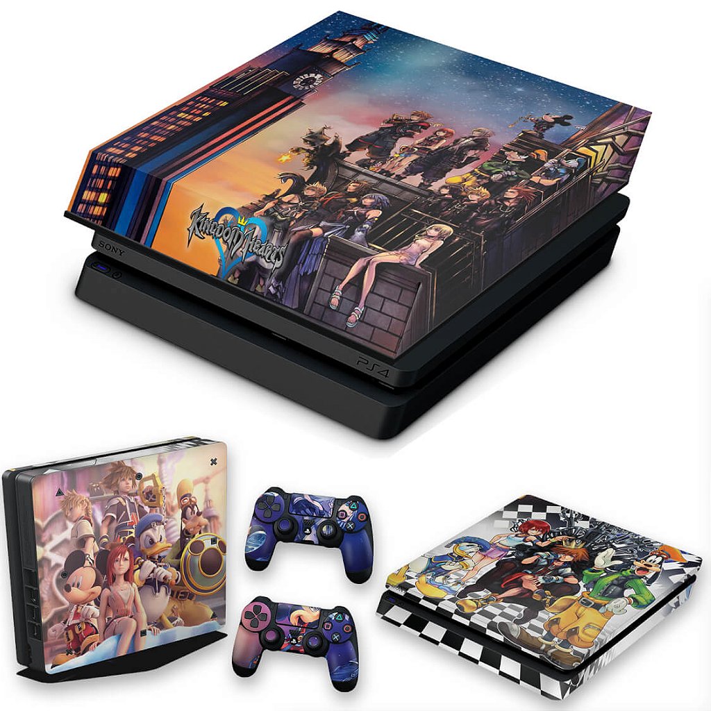 KIT Capa Anti Poeira e Skin Anti-Rage PS4 Slim - Kingdom Hearts