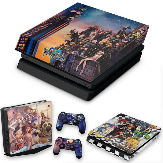 KIT Capa Anti Poeira e Skin Anti-Rage PS4 Slim - Kingdom Hearts