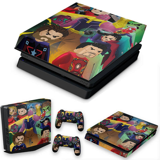 KIT Capa Anti Poeira e Skin Anti-Rage PS4 Slim - Lego Avengers Vingadores