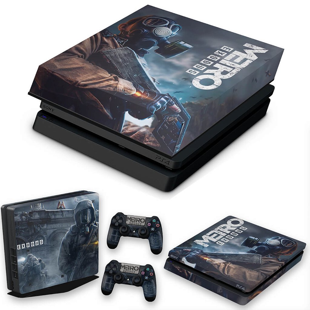 KIT PS4 Slim Skin Anti-Rage e Capa Anti Poeira - Metro Exodus