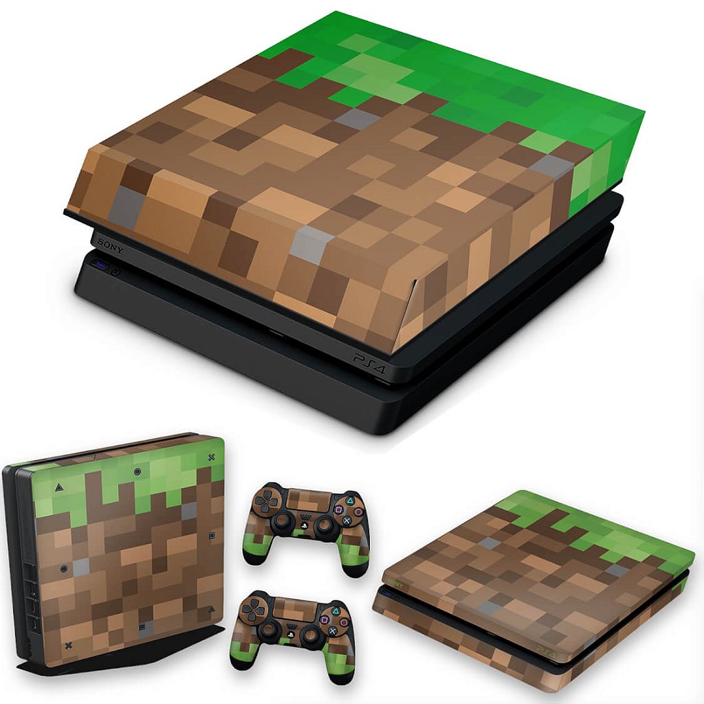 KIT Capa Anti Poeira e Skin Anti-Rage PS4 Slim - Minecraft