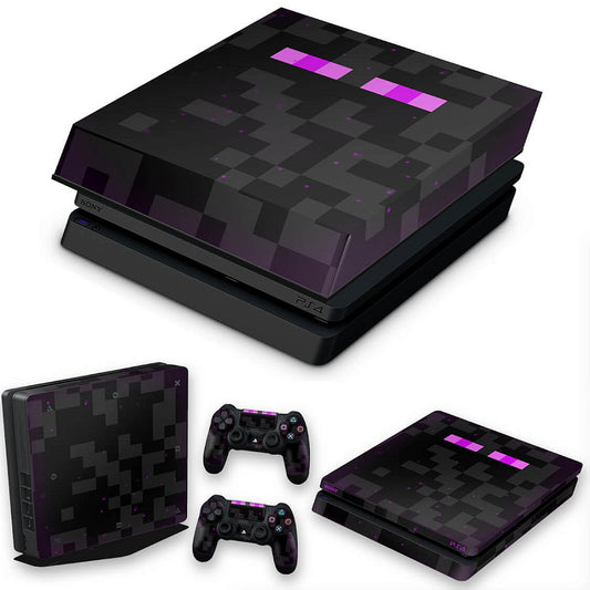 KIT PS4 Slim Skin Anti-Rage e Capa Anti Poeira - Minecraft Enderman