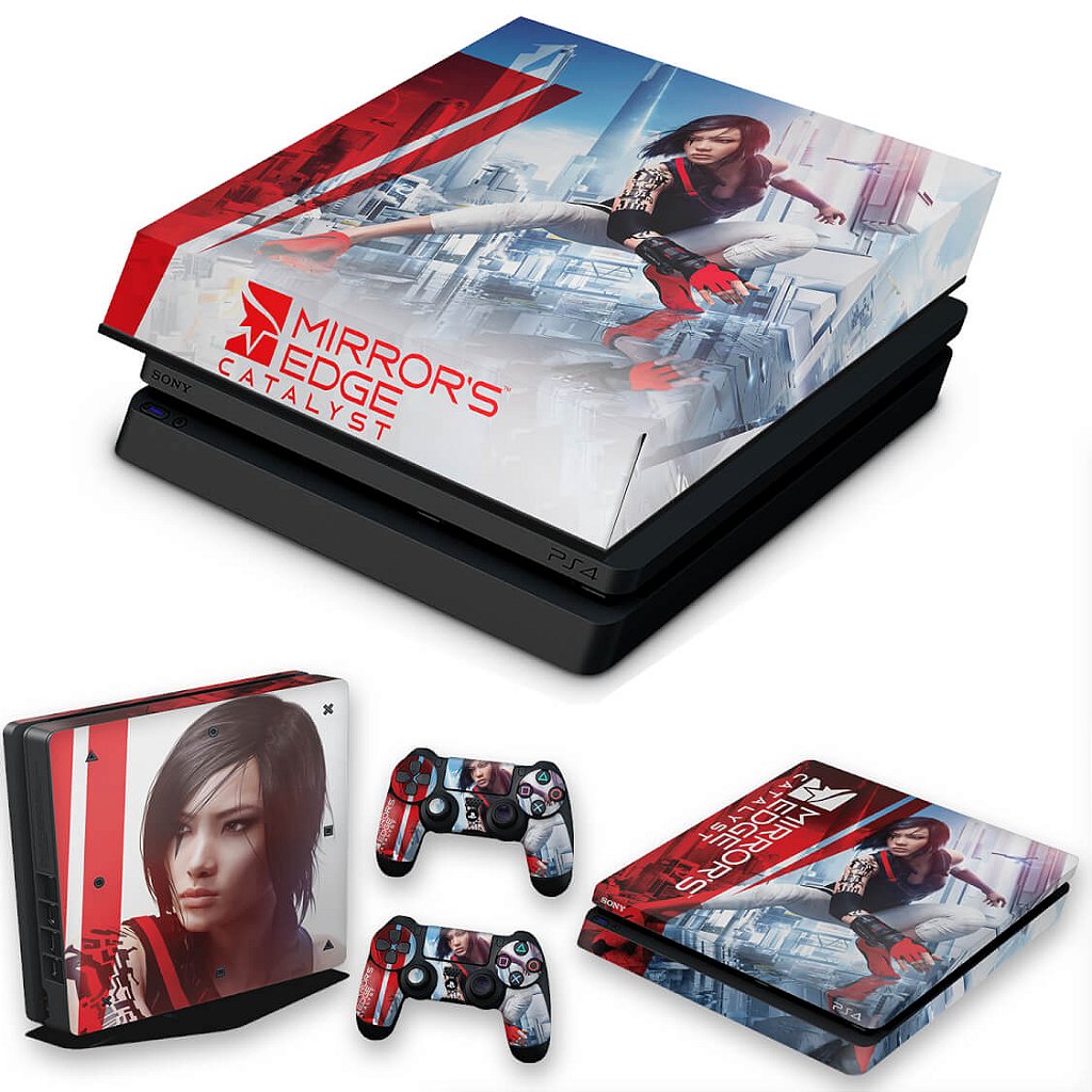 KIT Capa Anti Poeira e Skin Anti-Rage PS4 Slim - Mirror'S Edge Catalyst