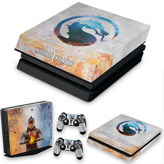 KIT PS4 Slim Skin Anti-Rage e Capa Anti Poeira - Mortal Kombat 1