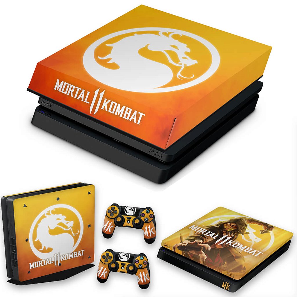 KIT Capa Anti Poeira e Skin Anti-Rage PS4 Slim - Mortal Kombat 11