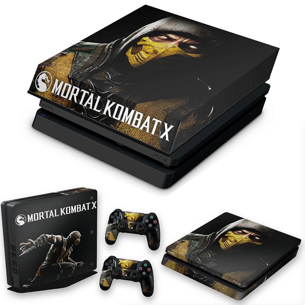 KIT Capa Anti Poeira e Skin Anti-Rage PS4 Slim - Mortal Kombat X