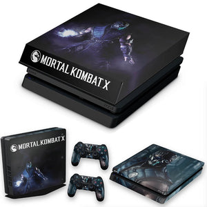KIT Capa Anti Poeira e Skin Anti-Rage PS4 Slim - Mortal Kombat X - Sub Zero