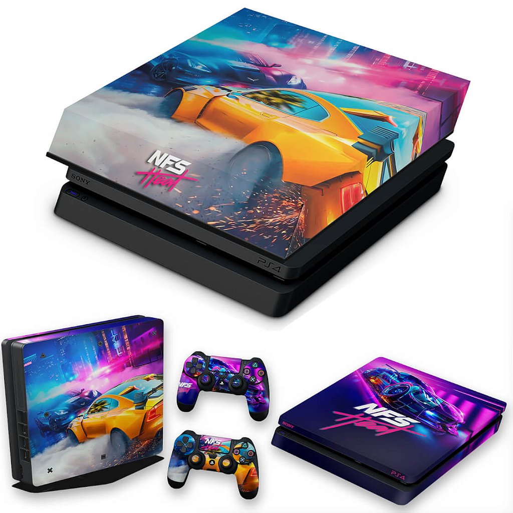KIT Capa Anti Poeira e Skin Anti-Rage PS4 Slim - Need For Speed Heat