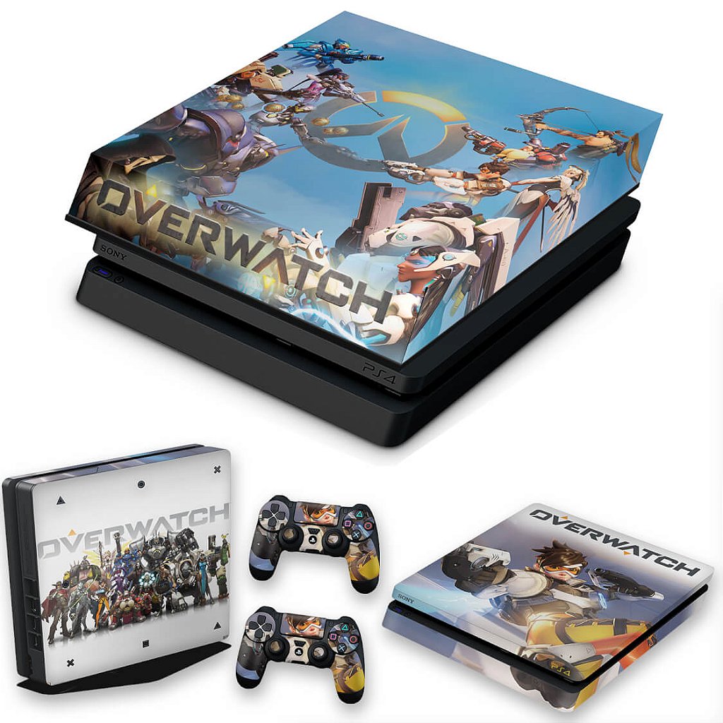 KIT Capa Anti Poeira e Skin Anti-Rage PS4 Slim - Overwatch