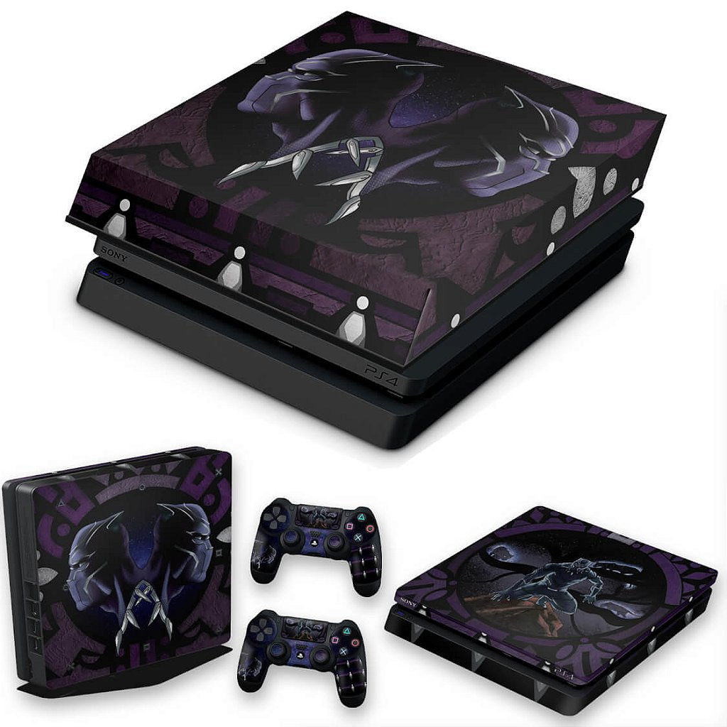 KIT Capa Anti Poeira e Skin Anti-Rage PS4 Slim - Pantera Negra