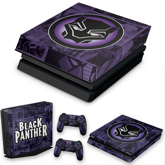 KIT PS4 Slim Skin Anti-Rage e Capa Anti Poeira - Pantera Negra Comics
