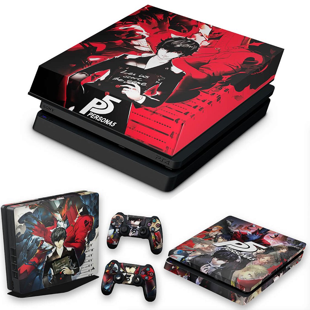 KIT Capa Anti Poeira e Skin Anti-Rage PS4 Slim - Persona 5